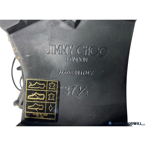 Jimmy Choo Cruz Flat Star Studded Black Leather Boot Size 37.5 (7.5 US) W/ COA - Picture 7 of 12